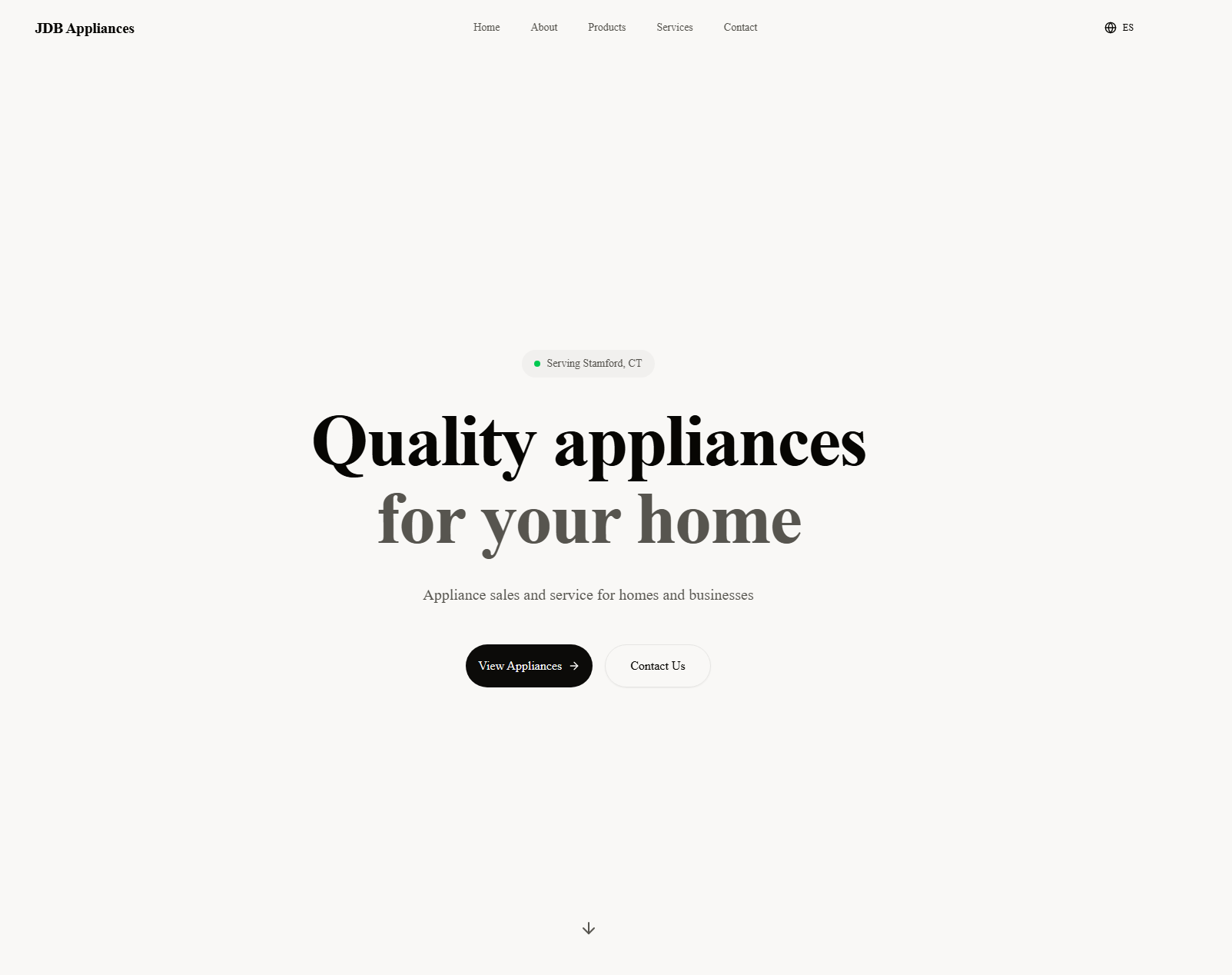 JDB Appliances WebLanding Page